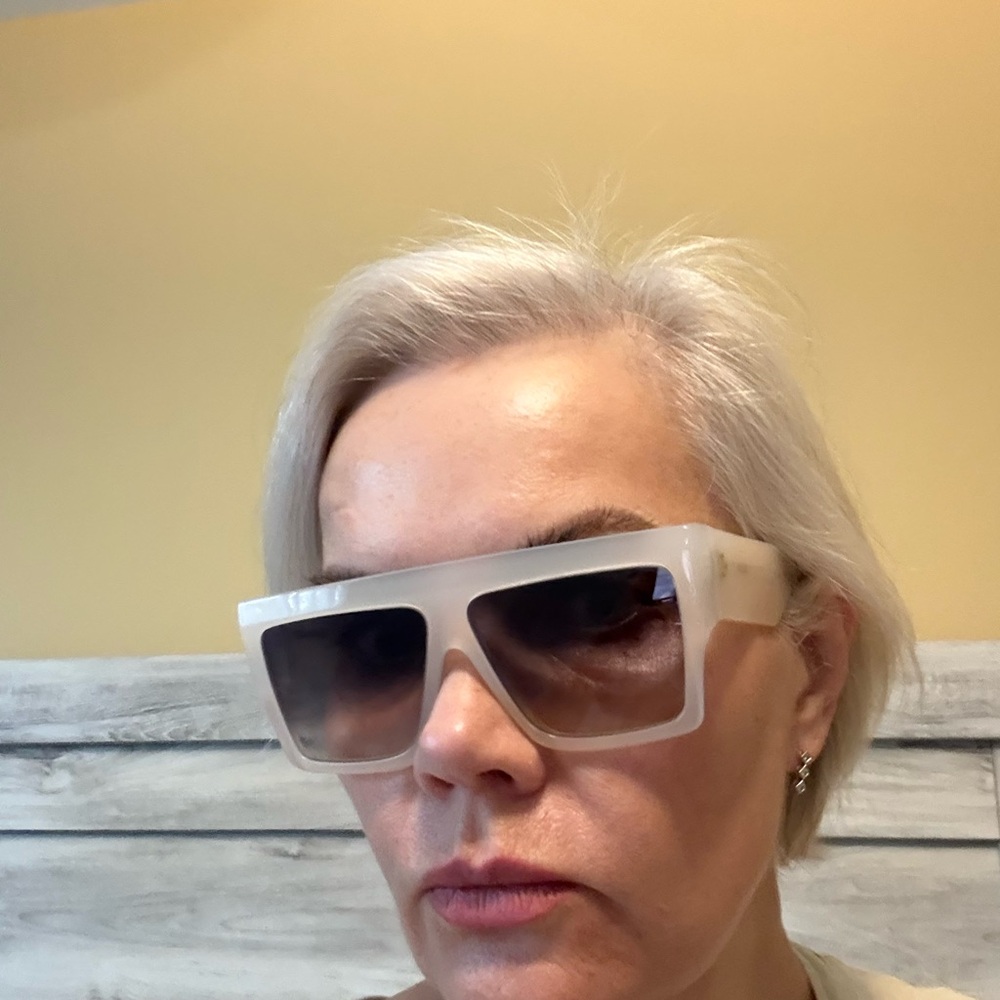 Celine White Translucent Square Sunglasses with Black Case - Picture 5 of 6